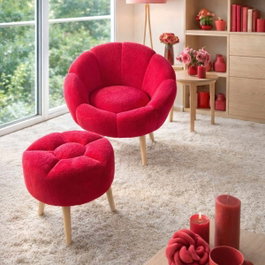 Atelier Del Sofa Lida - Conjunto de Sillón y Puff Fucsia
